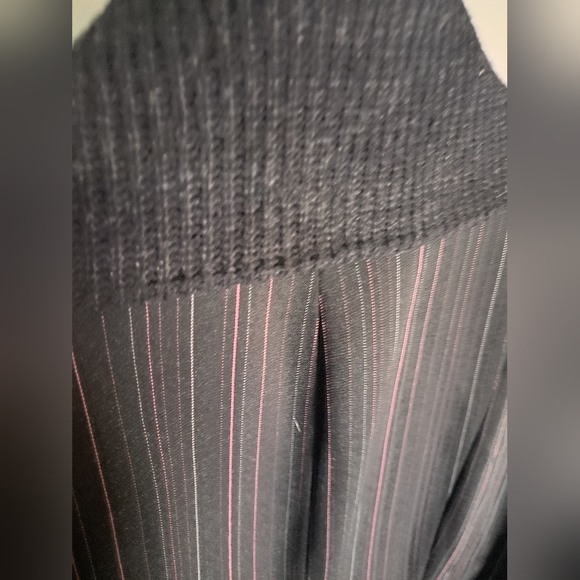 Vex Y2K 100% Wool Black with Pinstripes Zip Up Jacket Size Large - Picture 5 of 6